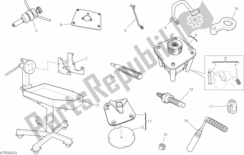 All parts for the 01b - Workshop Service Tools of the Ducati Superbike 959 Panigale ABS Thailand 2017